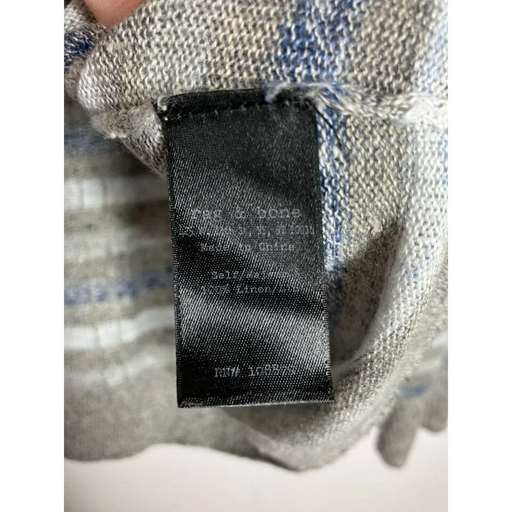 Rag & Bone Women's Small Gray Striped Linen Top